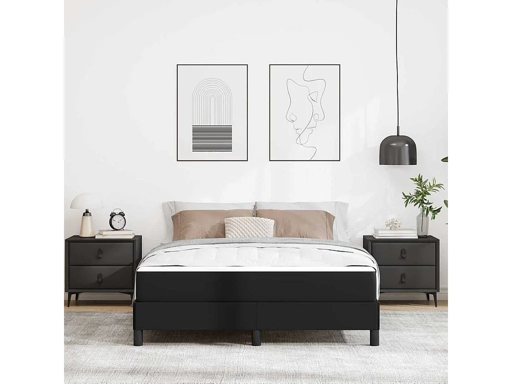 Cadre de lit avec matelas Noir 160 x 200 cm Faux cuir