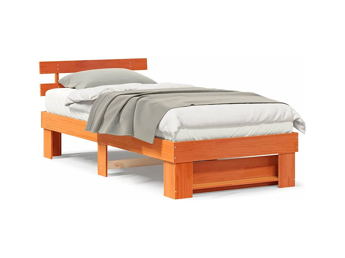 Cadre de lit Marron cire 90 x 190 cm Bois massif en pin