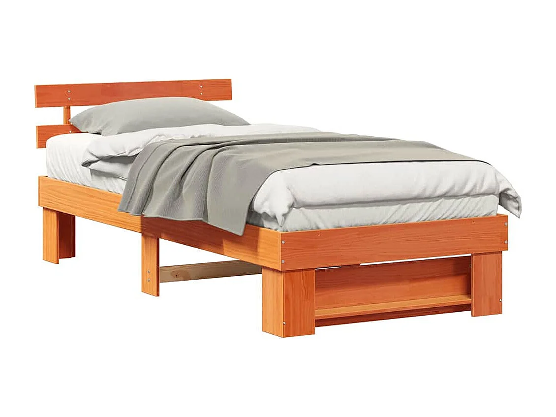 Cadre de lit Marron cire 90 x 190 cm Bois massif en pin