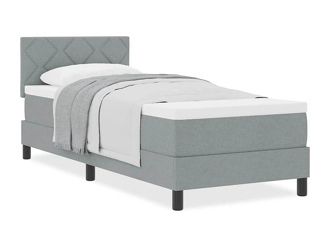 Cadre de lit avec matelas Gris clair 80 x 200 cm tissu