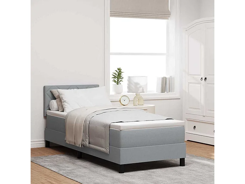 Cadre de lit avec matelas Gris clair 80 x 200 cm tissu