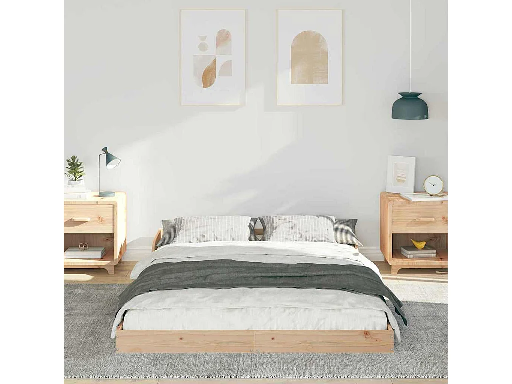 Bedframe Bruin 120 x 190 cm Massief grenenhout