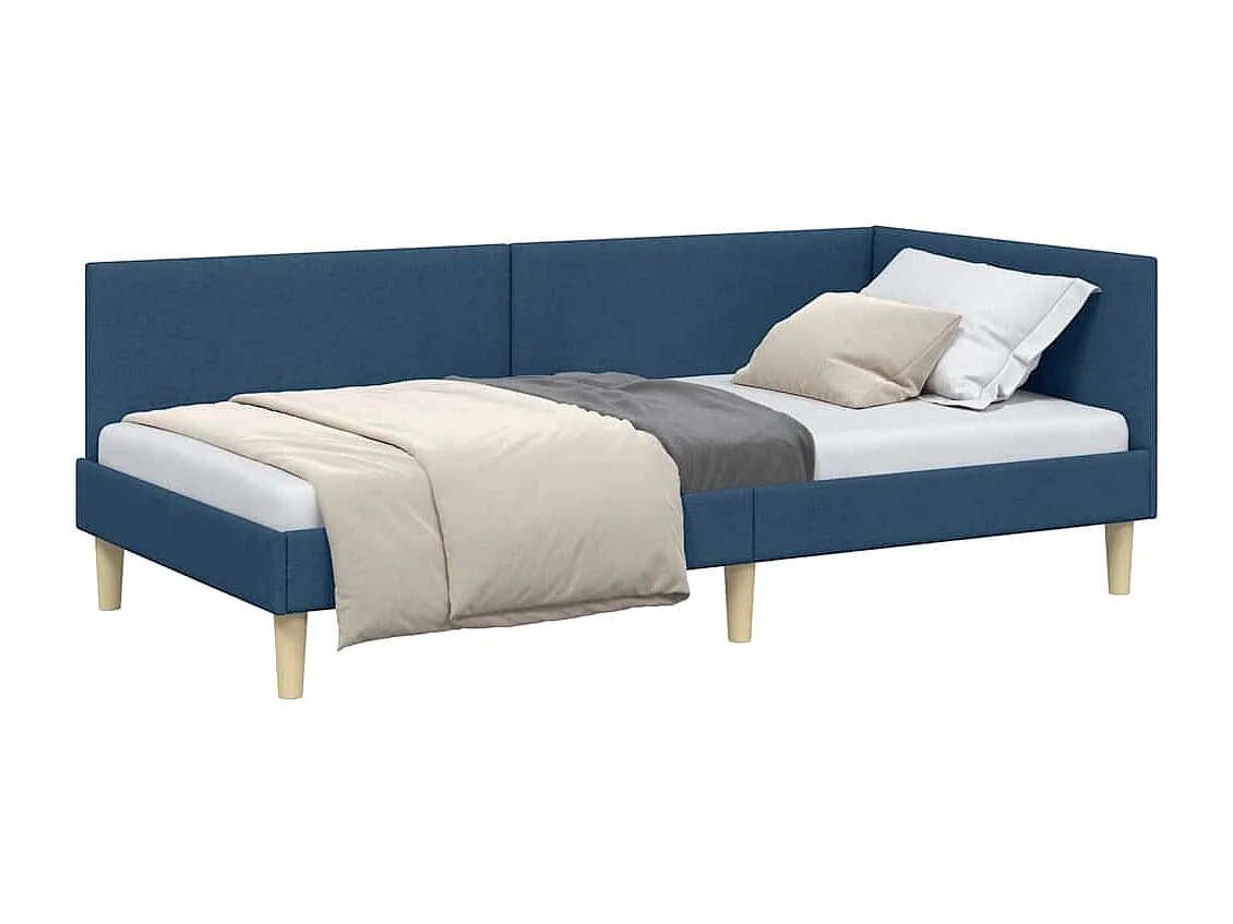 Anders met hoofdeinde Blauw 90 x 190 cm Stof en Engineered Hout