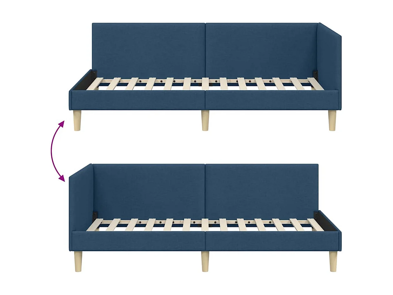 Anders met hoofdeinde Blauw 90 x 190 cm Stof en Engineered Hout