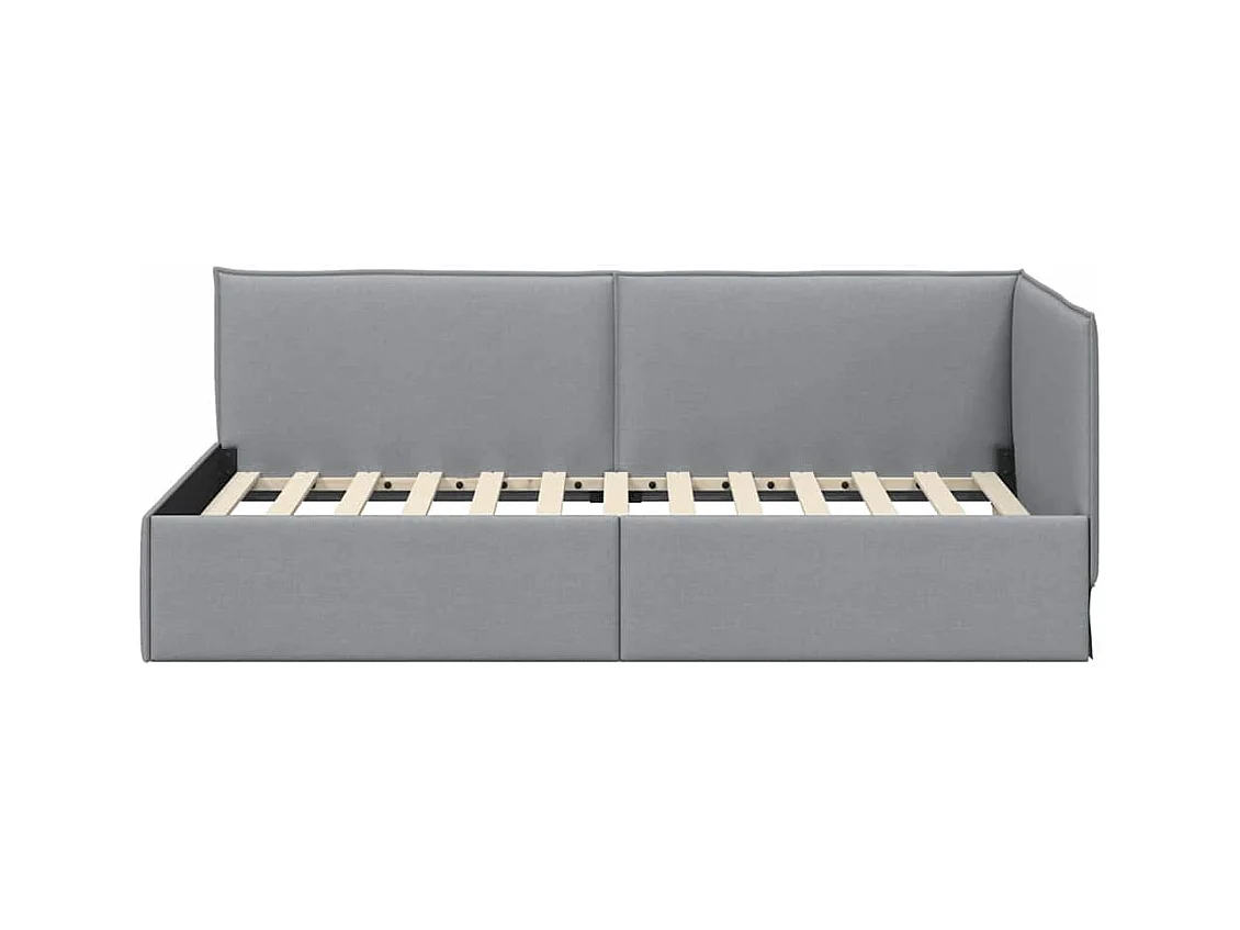 Cadre de lit d'angle Gris clair 100 x 200 cm tissu
