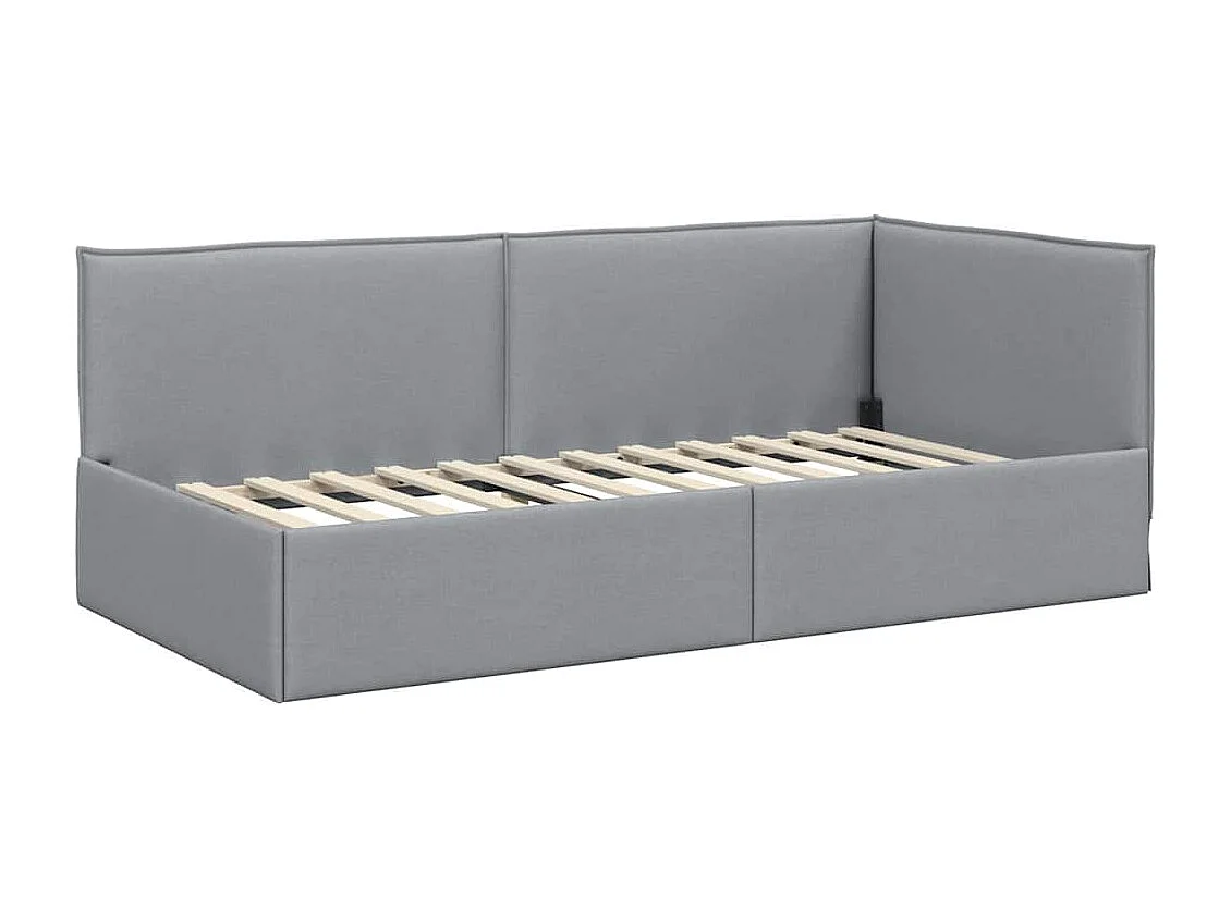 Cadre de lit d'angle Gris clair 100 x 200 cm tissu