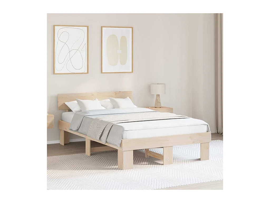 Estructura de cama Marrón 135 x 190 cm Madera maciza de pino