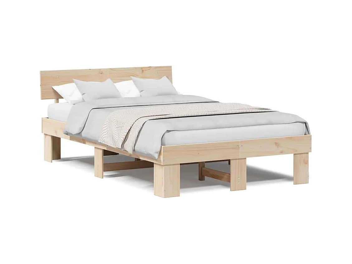 Estructura de cama Marrón 135 x 190 cm Madera maciza de pino