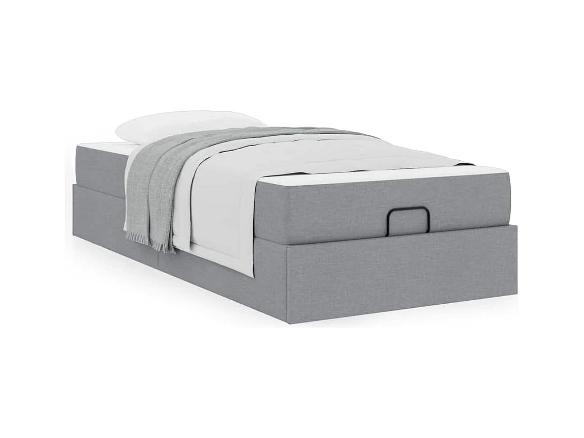 Cadre de lit avec matelas Gris clair 100 x 200 cm tissu