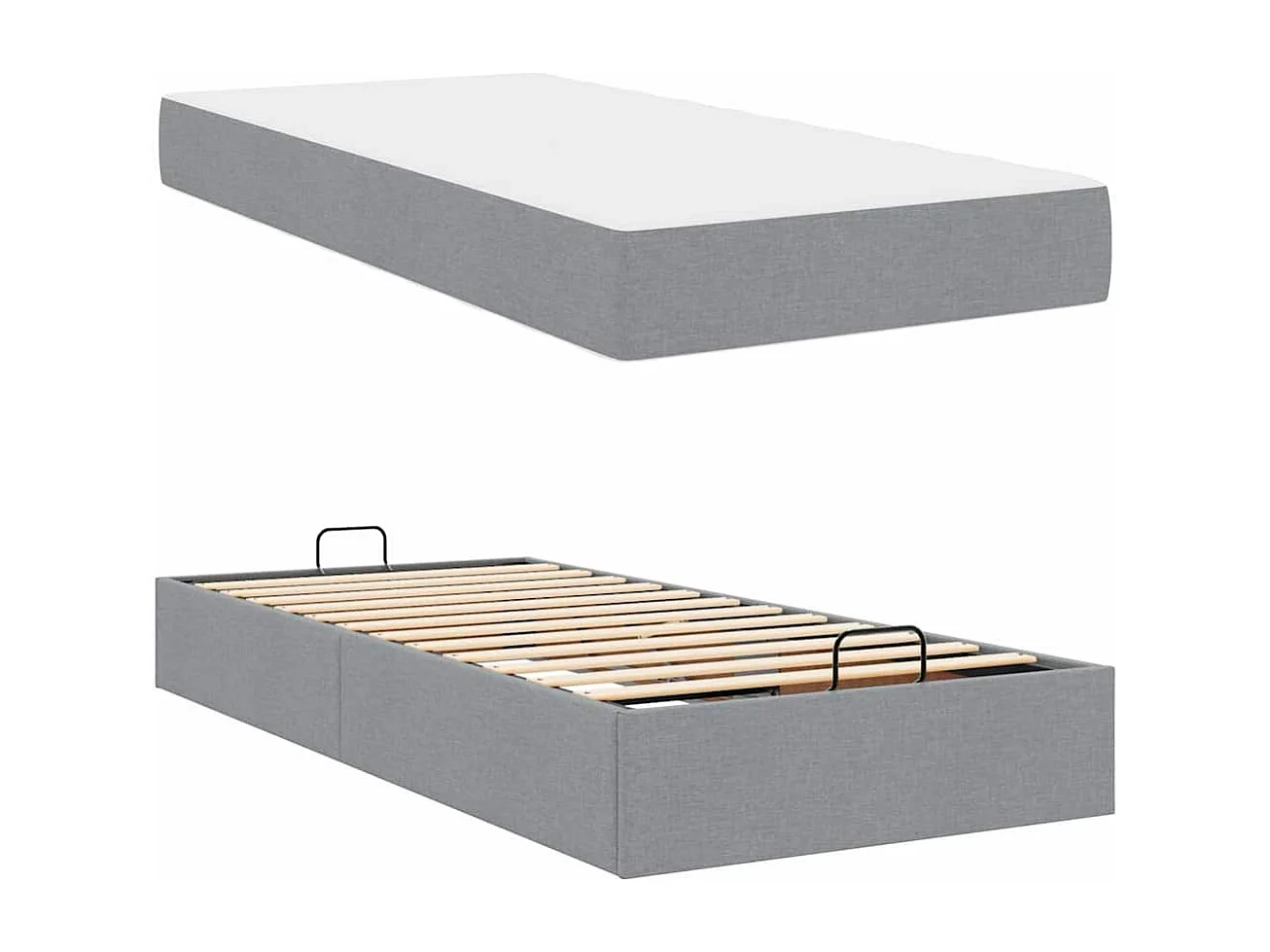 Estrutura da Cama Cinzento-claro 100 x 200 cm tecido