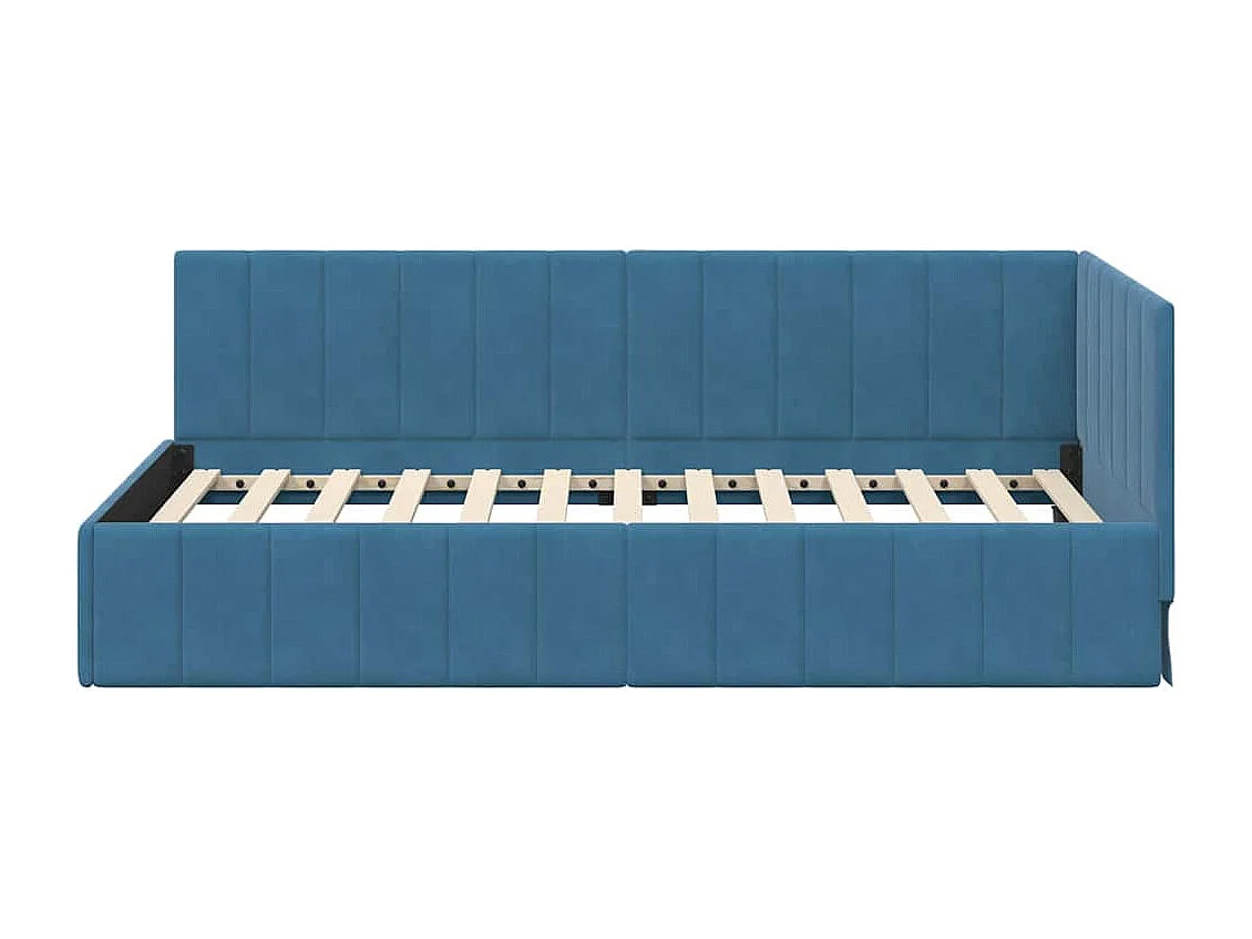 Estructura de cama en esquina Azul 90 x 190 cm Terciopelo