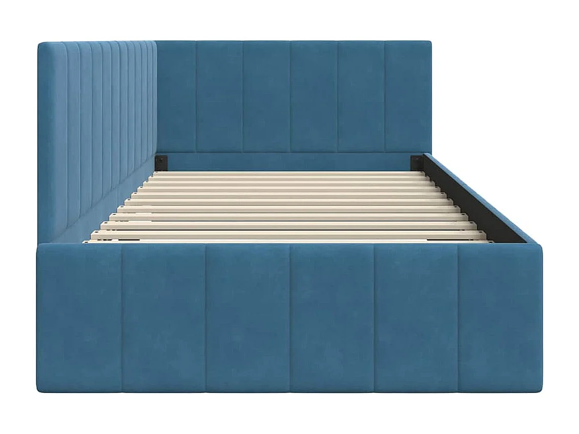 Estructura de cama en esquina Azul 90 x 190 cm Terciopelo