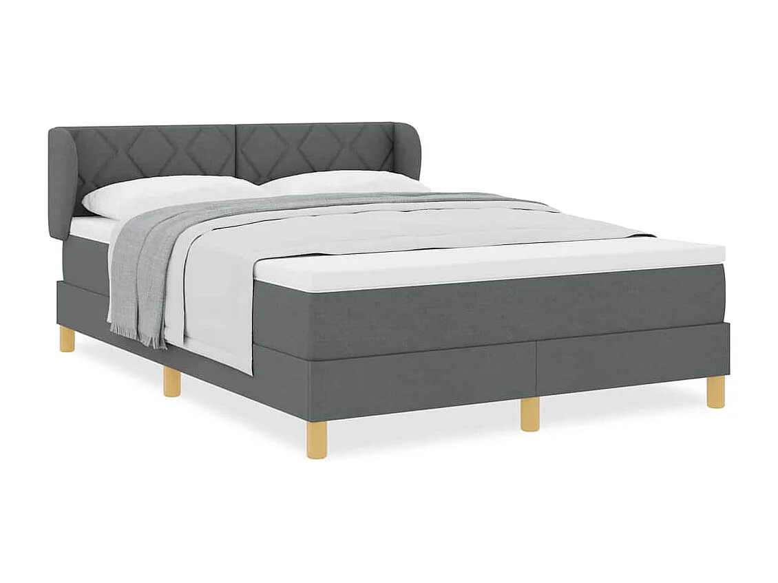 Cadre de lit avec Matelas Crème 90x200 cm Tissu Gris foncé