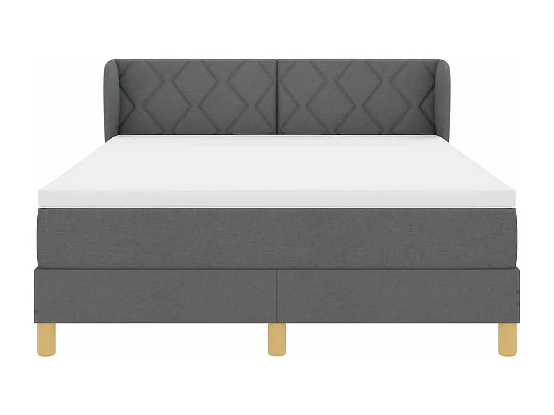 Cadre de lit avec Matelas Crème 90x200 cm Tissu Gris foncé