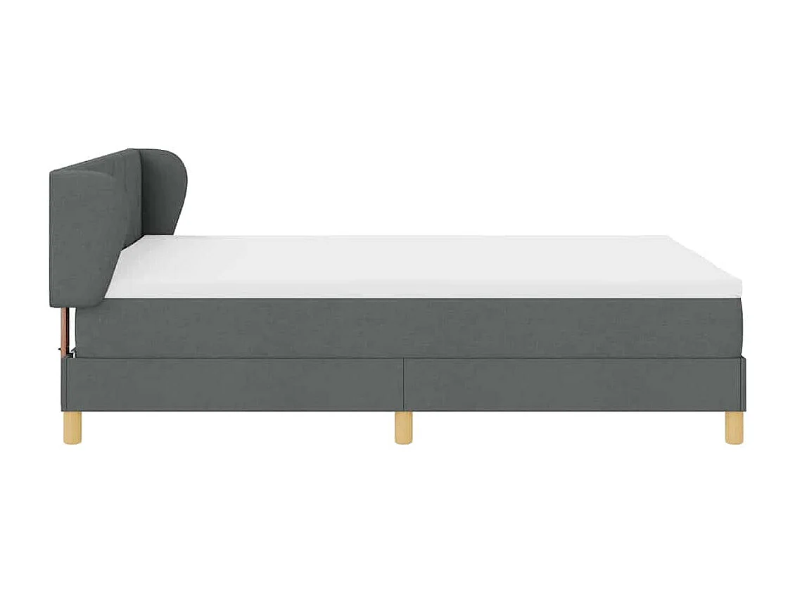 Cadre de lit avec Matelas Crème 90x200 cm Tissu Gris foncé