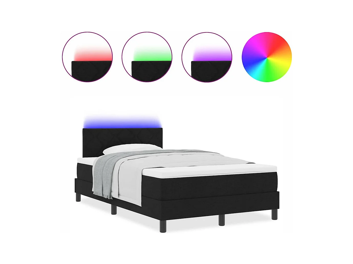 Cadre de lit avec matelas Noir 120 x 190 cm tissu