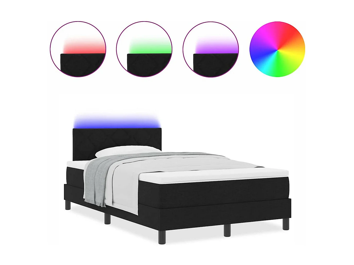 Cama tipo Box Spring con colchón Negro 120 x 190 cm tela