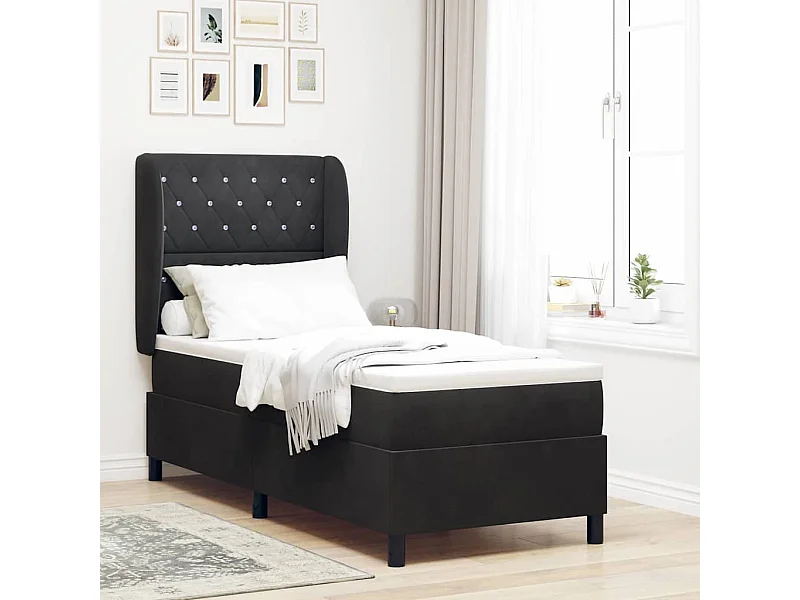 Cadre de lit avec matelas Noir 80 x 200 cm Velours