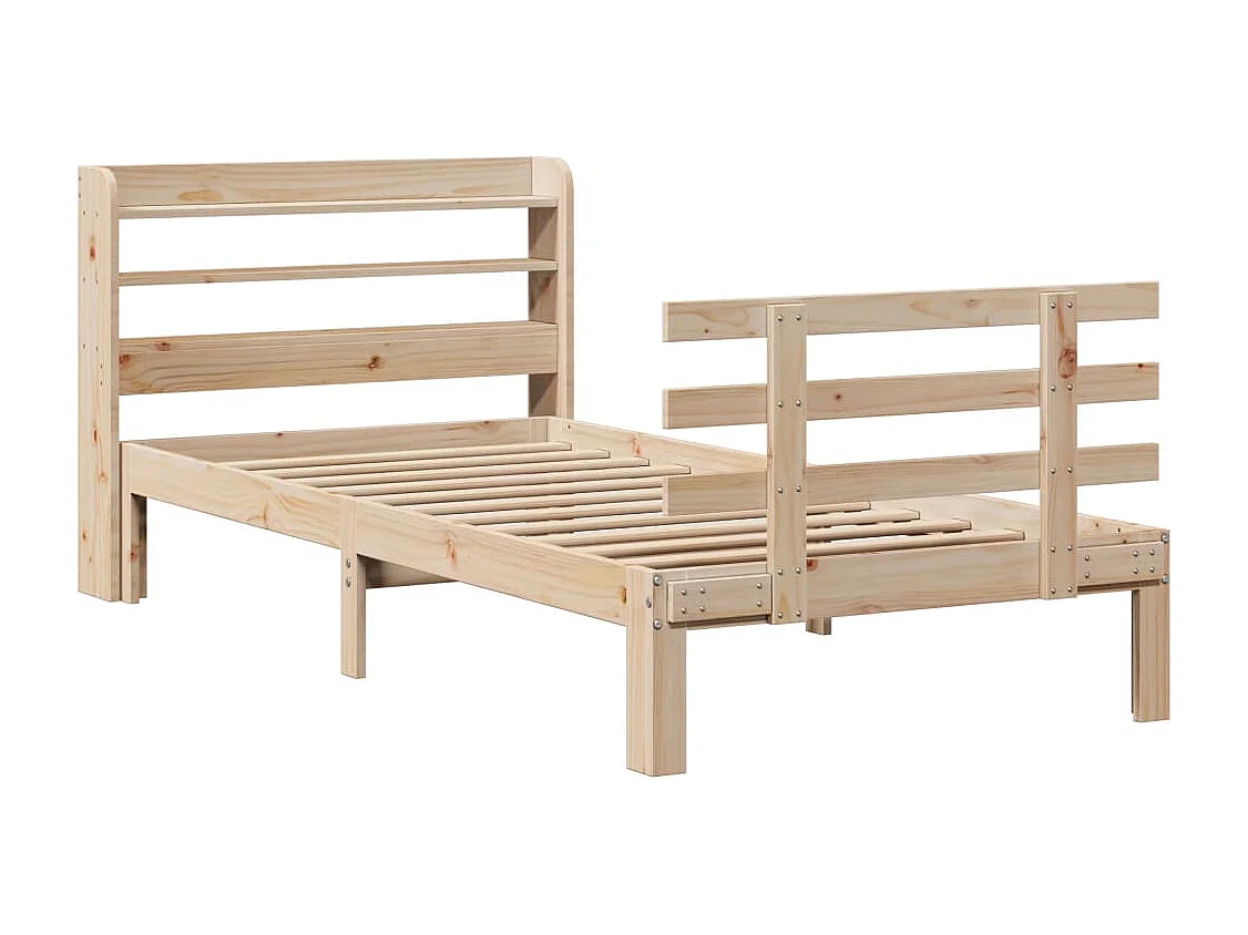 Estructura de cama con cabecero madera maciza pino 75x190 cm