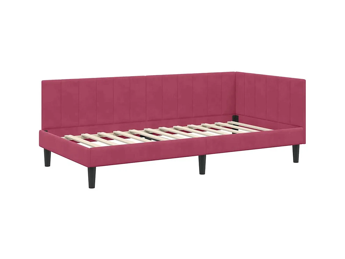 Cadre de lit d'angle Rouge bordeaux 90 x 190 cm Velours