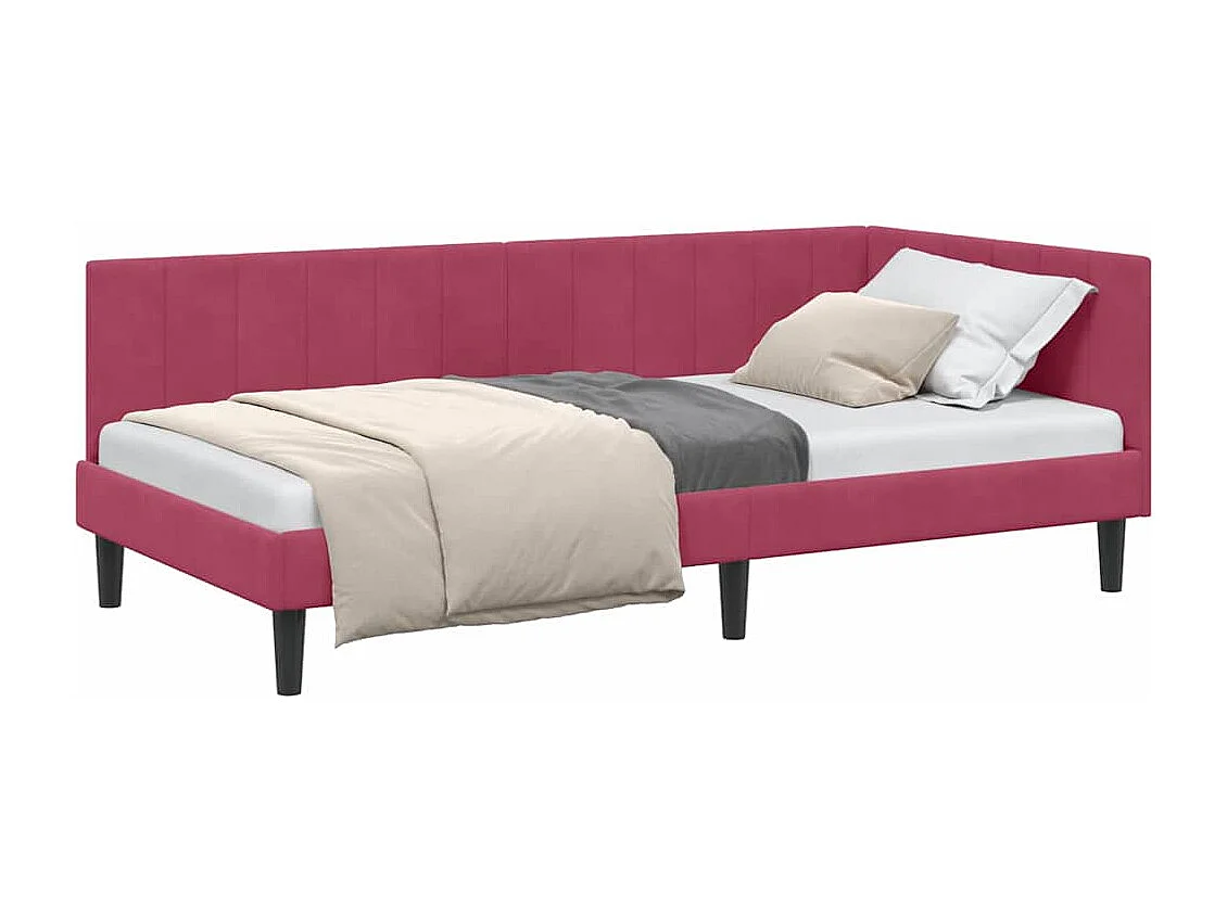 Cadre de lit d'angle Rouge bordeaux 90 x 190 cm Velours