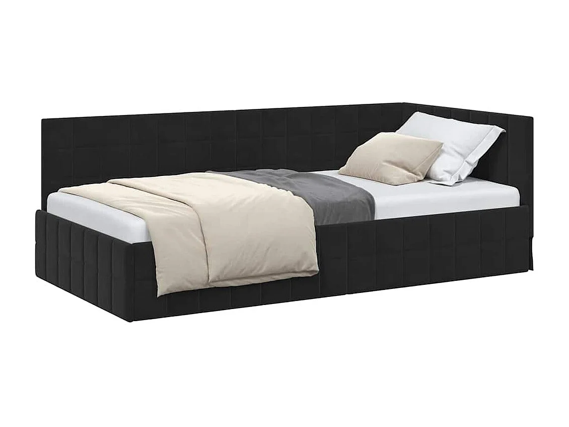 Estructura de cama en esquina Negro 100 x 200 cm Terciopelo