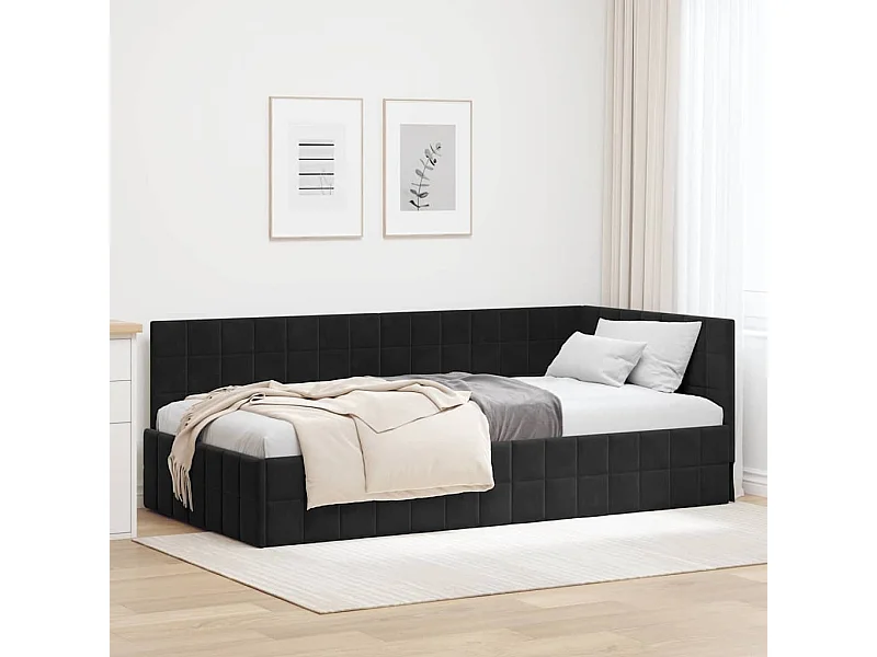 Estructura de cama en esquina Negro 100 x 200 cm Terciopelo