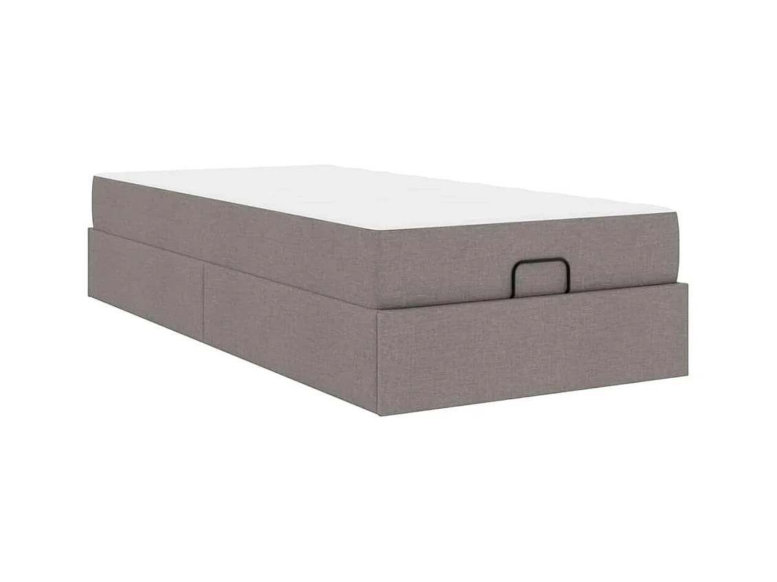Cadre de lit avec matelas Taupe 100 x 200 cm tissu