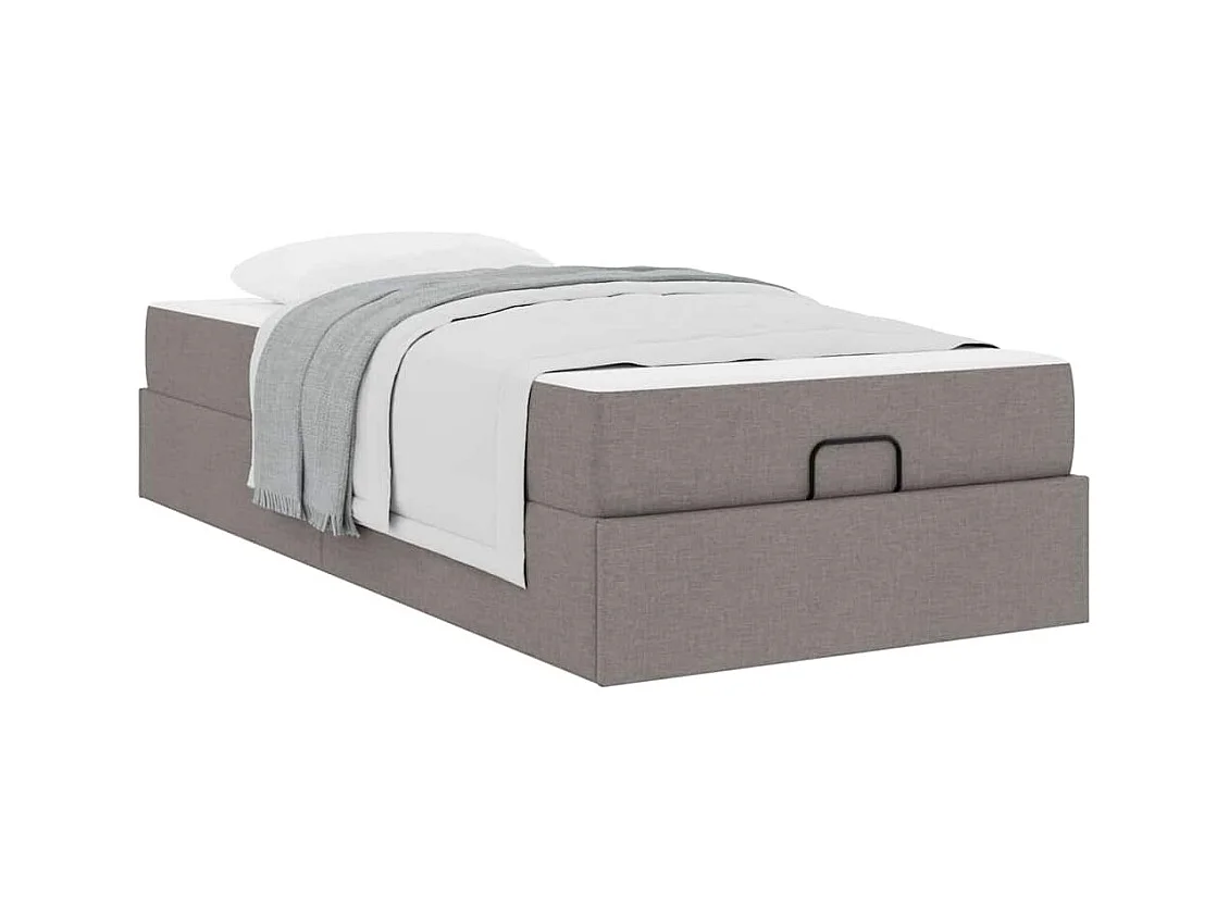 Cadre de lit avec matelas Taupe 100 x 200 cm tissu