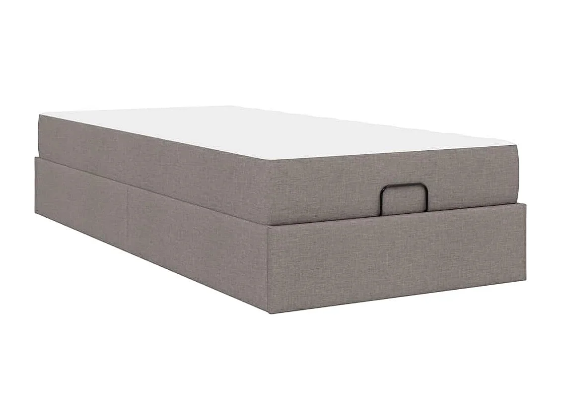 Cadre de lit avec matelas Taupe 100 x 200 cm tissu