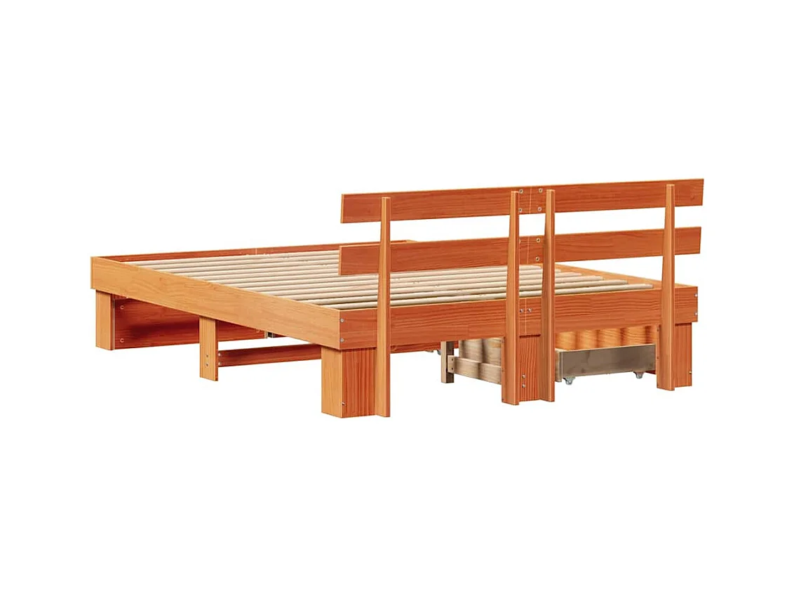 Cadre de lit Marron cire 160 x 200 cm Bois massif en pin