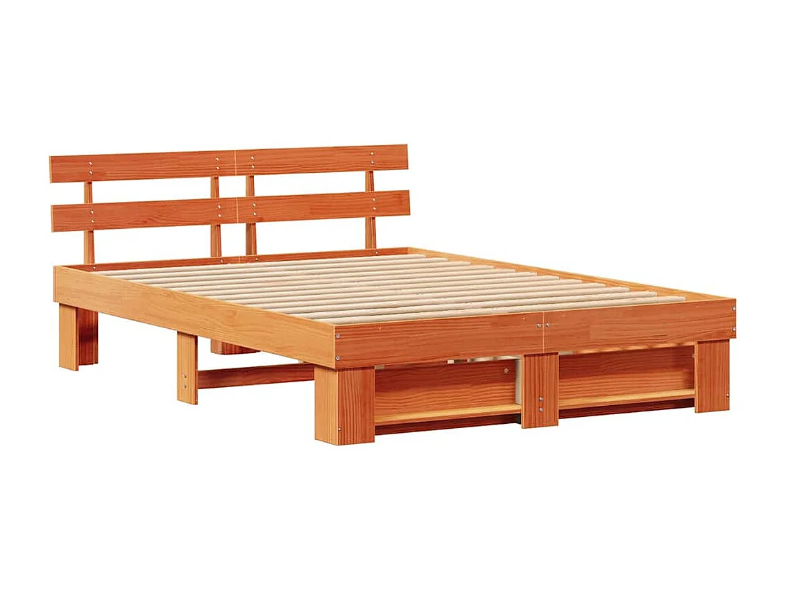 Cadre de lit Marron cire 160 x 200 cm Bois massif en pin