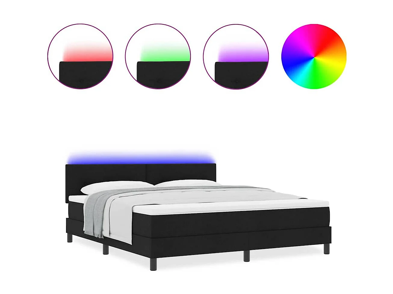 Boxspring bed met matras met hoofdeinde Zwart 180 x 200 cm Stof