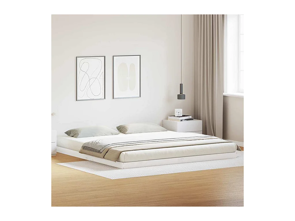 Cadre de lit surélevé Blanc 180 x 210 cm Bois de pin massif