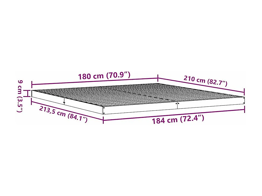 Estrutura de cama de chão Branco 180 x 210 cm