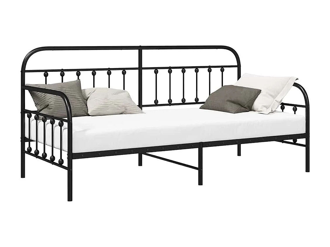 Estructura de cama de día con cabecera Negro 90 x 190 cm Acero