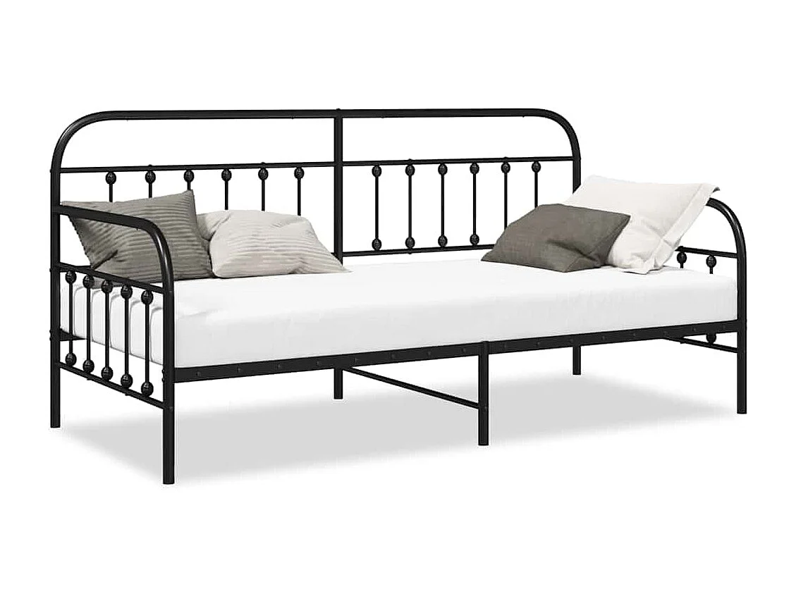 Estructura de cama de día con cabecera Negro 90 x 190 cm Acero