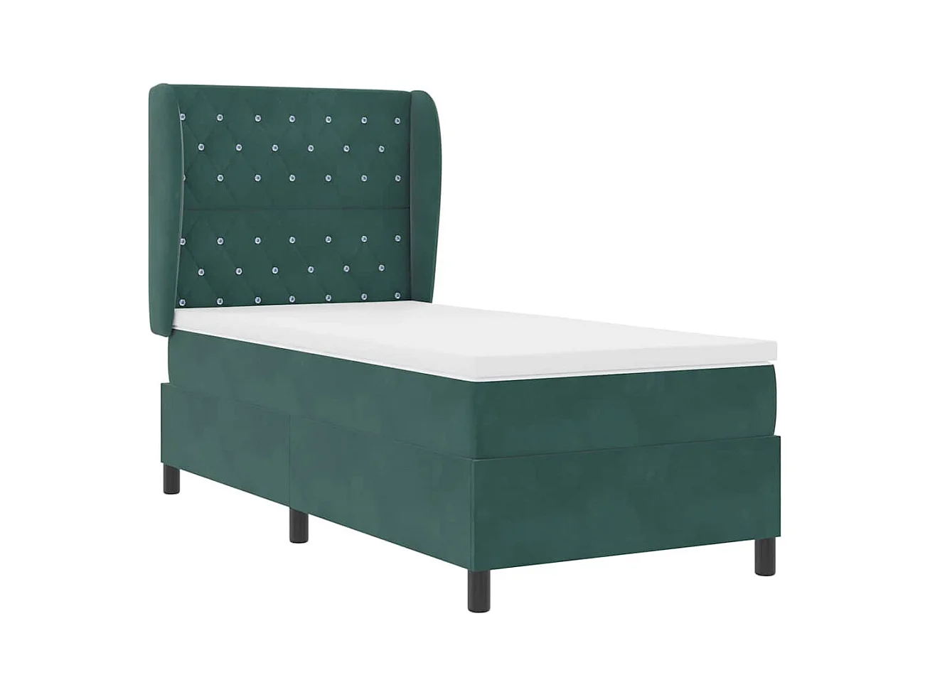 Cadre de lit avec matelas Vert foncé 100 x 200 cm Velours