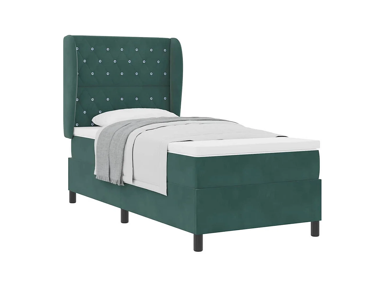 Cadre de lit avec matelas Vert foncé 100 x 200 cm Velours