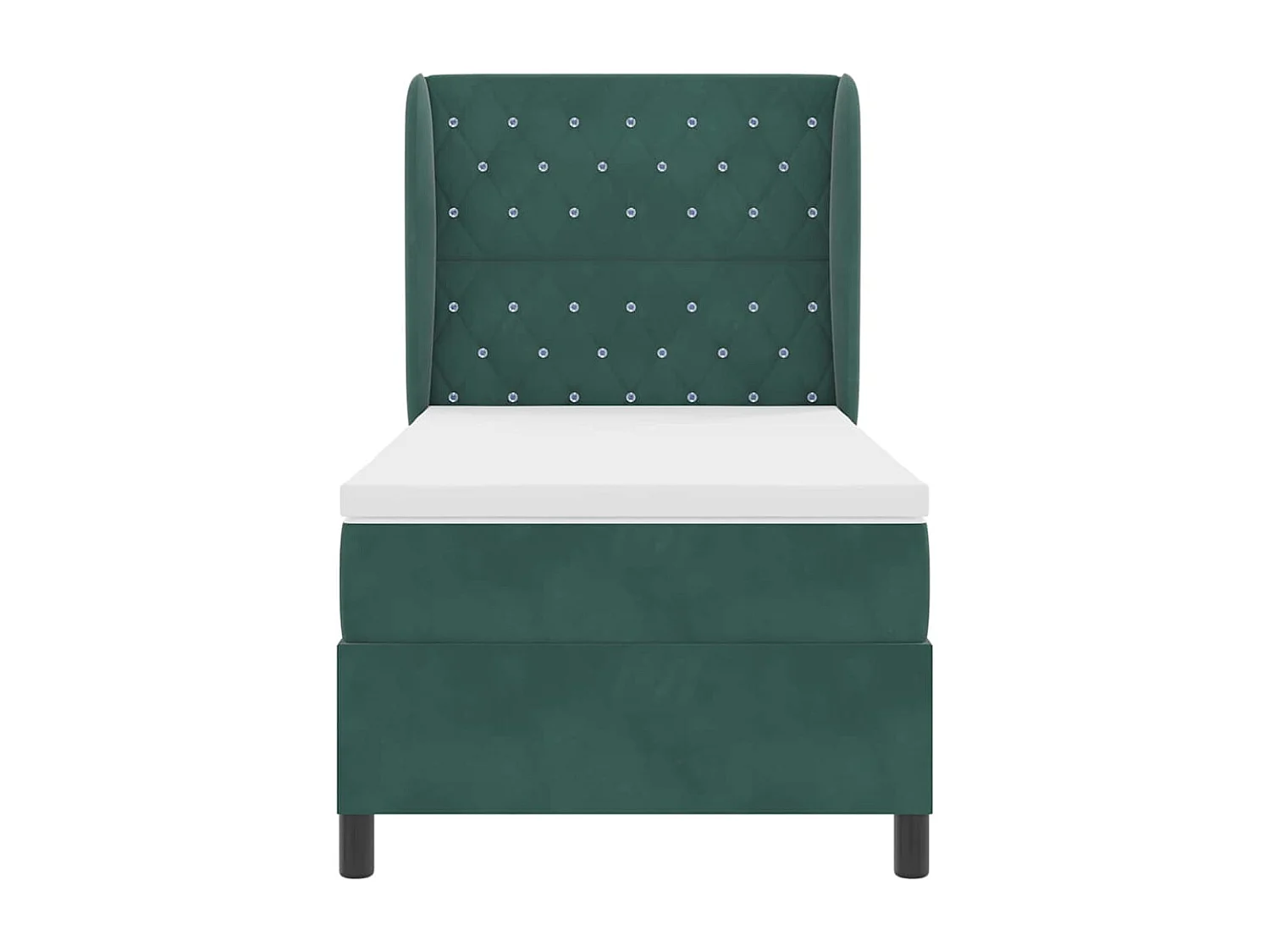 Cadre de lit avec matelas Vert foncé 100 x 200 cm Velours