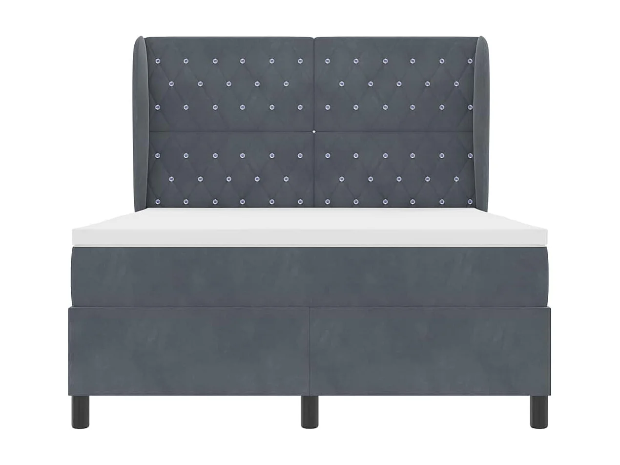 Cadre de lit avec matelas Gris foncé 160 x 200 cm Velours