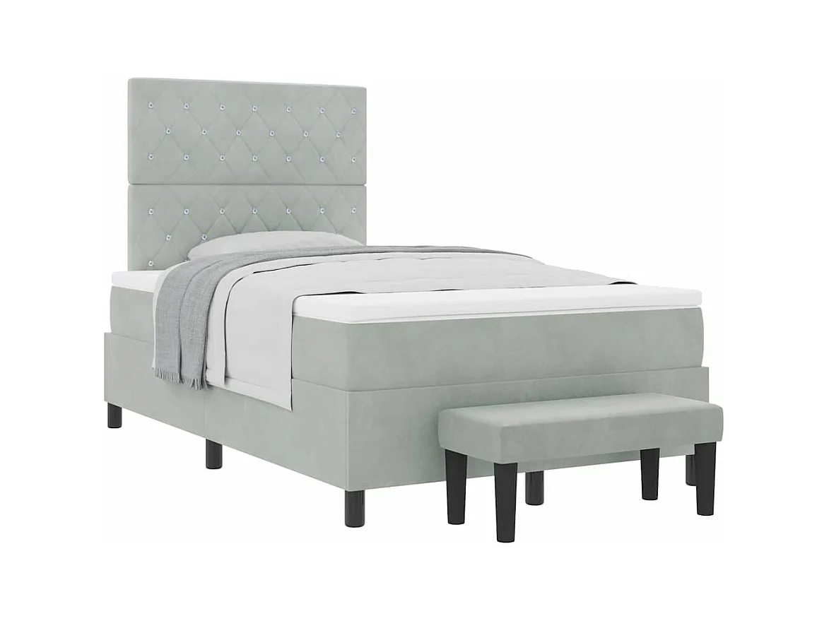 Cadre de lit avec matelas Gris clair 120 x 200 cm Velours