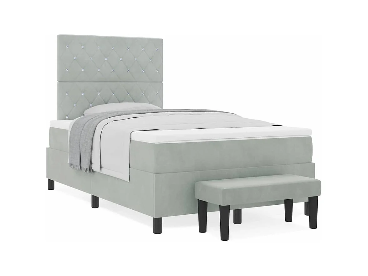 Cadre de lit avec matelas Gris clair 120 x 200 cm Velours