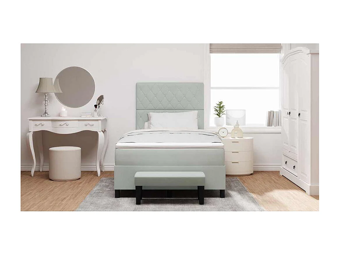 Cadre de lit avec matelas Gris clair 120 x 200 cm Velours