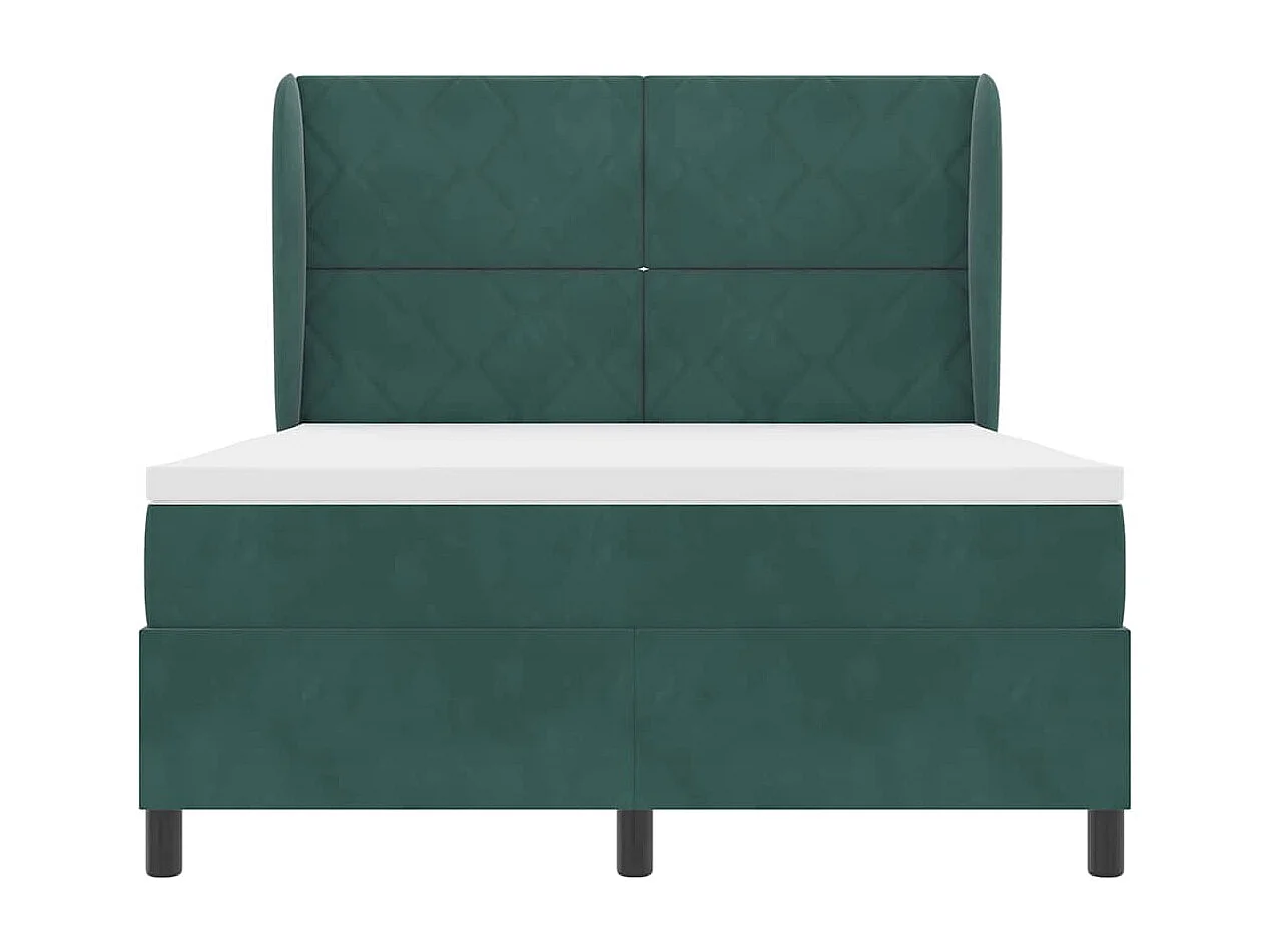 Cadre de lit avec matelas Vert foncé 140 x 190 cm Velours