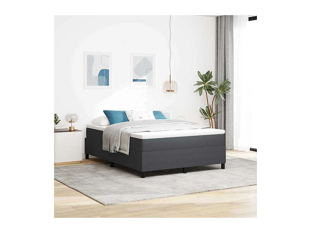 Cadre de lit Gris foncé 140 x 190 cm Tissu en velours côtelé