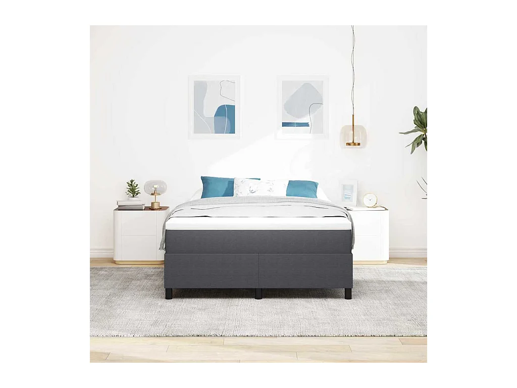 Cadre de lit Gris foncé 140 x 190 cm Tissu en velours côtelé