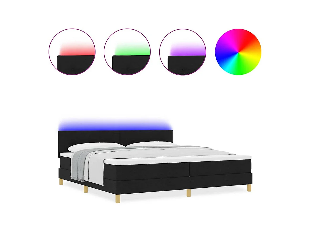 Cama tipo Box Spring con colchón Negro 200 x 200 cm tela