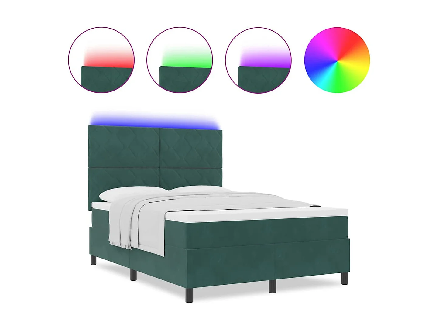 Cama tipo Box Spring Verde oscuro 140 x 200 cm Terciopelo