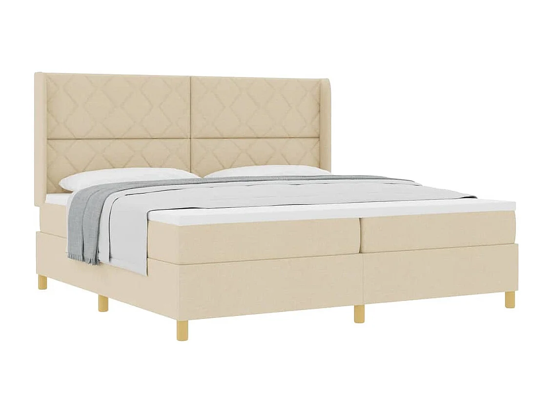 Cadre de lit avec matelas Crème 200 x 200 cm tissu